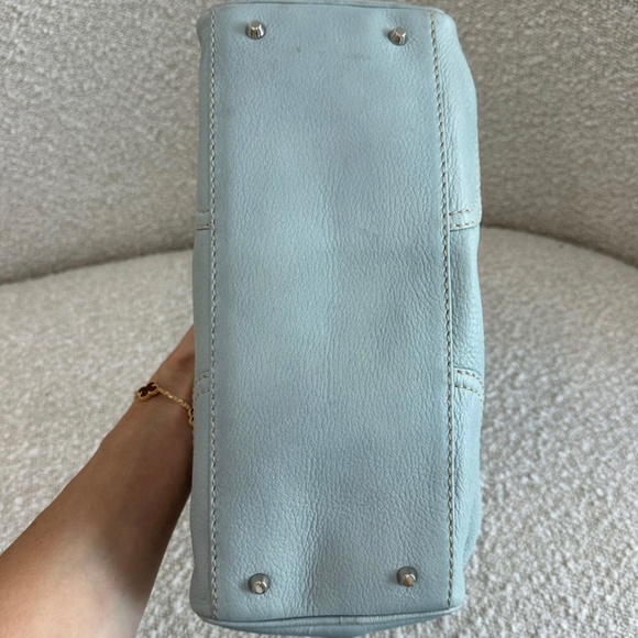 Authentic Valentino Leather Aqua Blue V Motif Metal Bag - Picture 8 of 16